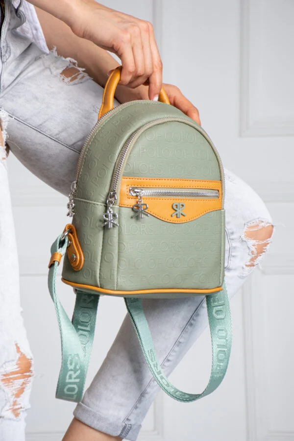 İmpolo Ellen Yeşil  Taba Kadın Sırt Çanta 25x20 Ebat