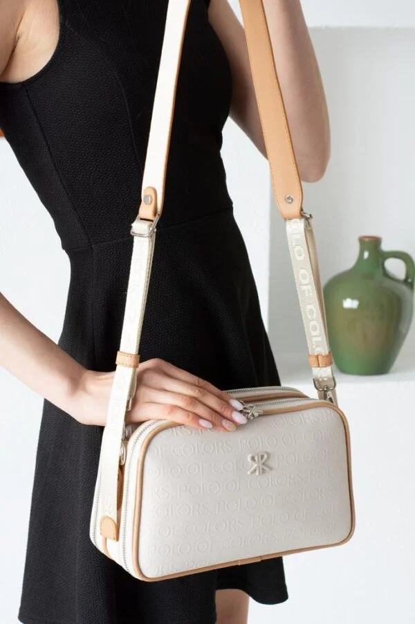 İmpolo Lili Ortaboy Üç gözlü Krem Taba Kadın Omuz Çanta