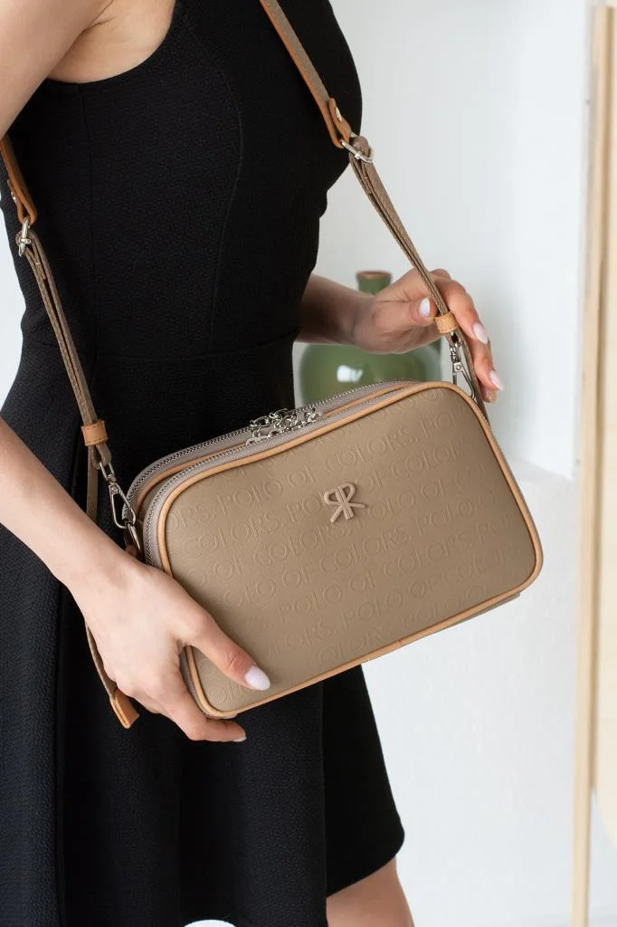 İmpolo Lili Ortaboy Üç gözlü Vizon Taba Kadın Omuz Çanta