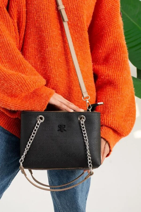 ImPolo Lorin Siyah Kum Kadın Omuz Çanta 18x26 Ebat