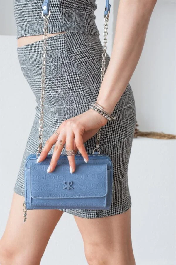 ImPolo Farah Mavi Kadın Omuz Çanta Ve Cüzdan 14x20 Ebatında