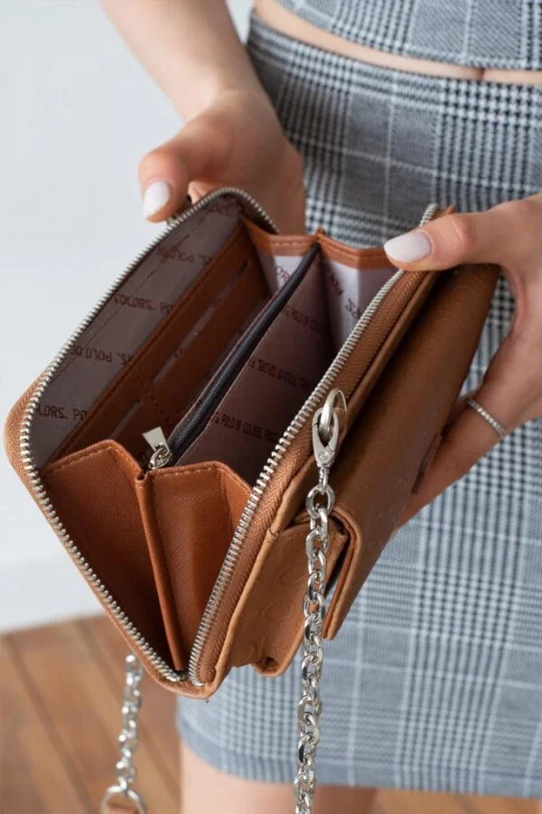 ImPolo Farah Taba Kadın Omuz Çanta Ve Cüzdan 14x20 Ebatında