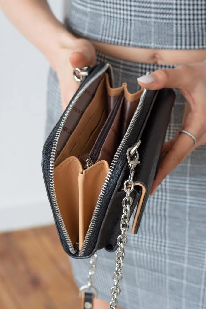 ImPolo Siyah Taba Krem Kadın Omuz Çanta Ve Cüzdan 14x20 Ebatında - Görsel 3