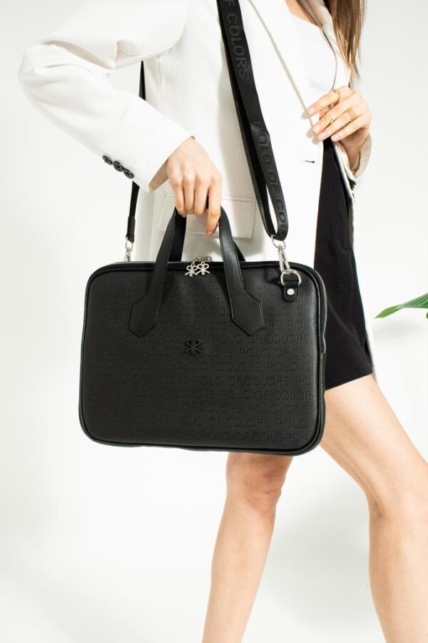 ImPolo Joyce SiyahGofraj  Baskı Unisex Netbok Ve Evrak Çantsı 28x37 Ebatında