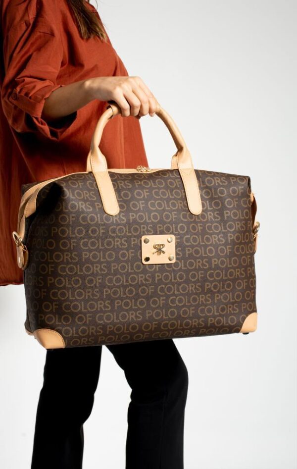 İmpolo BigBag KahveKamelEmpirme Baskı Çok Amaçlı Seyhat Çantası 40x58 Ebatında