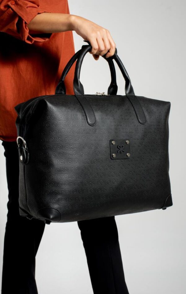 İmpolo BigBag SiyahGofraj Baskı Çok Amaçlı Seyhat Çantası 40x58 Ebatında