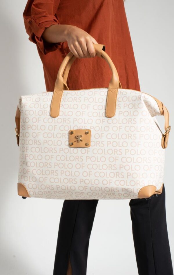 İmpolo BigBag KremKamelEmpirme Baskı Çok Amaçlı Seyhat Çantası 40x58 Ebatında