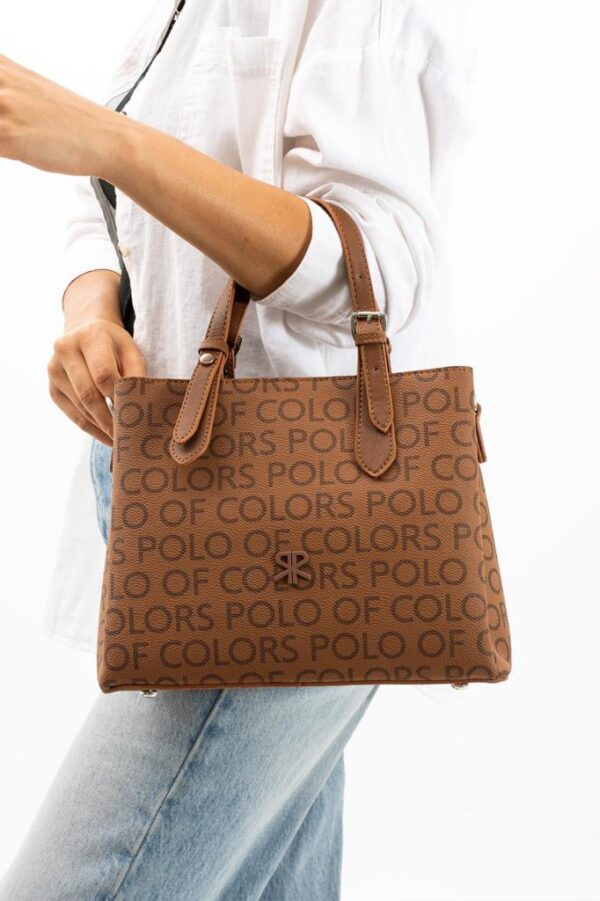 ImPolo Berry KremKamelEmpirme Baskı Kadın Kol Ve Omuz Çantası 22x27 Ebatında